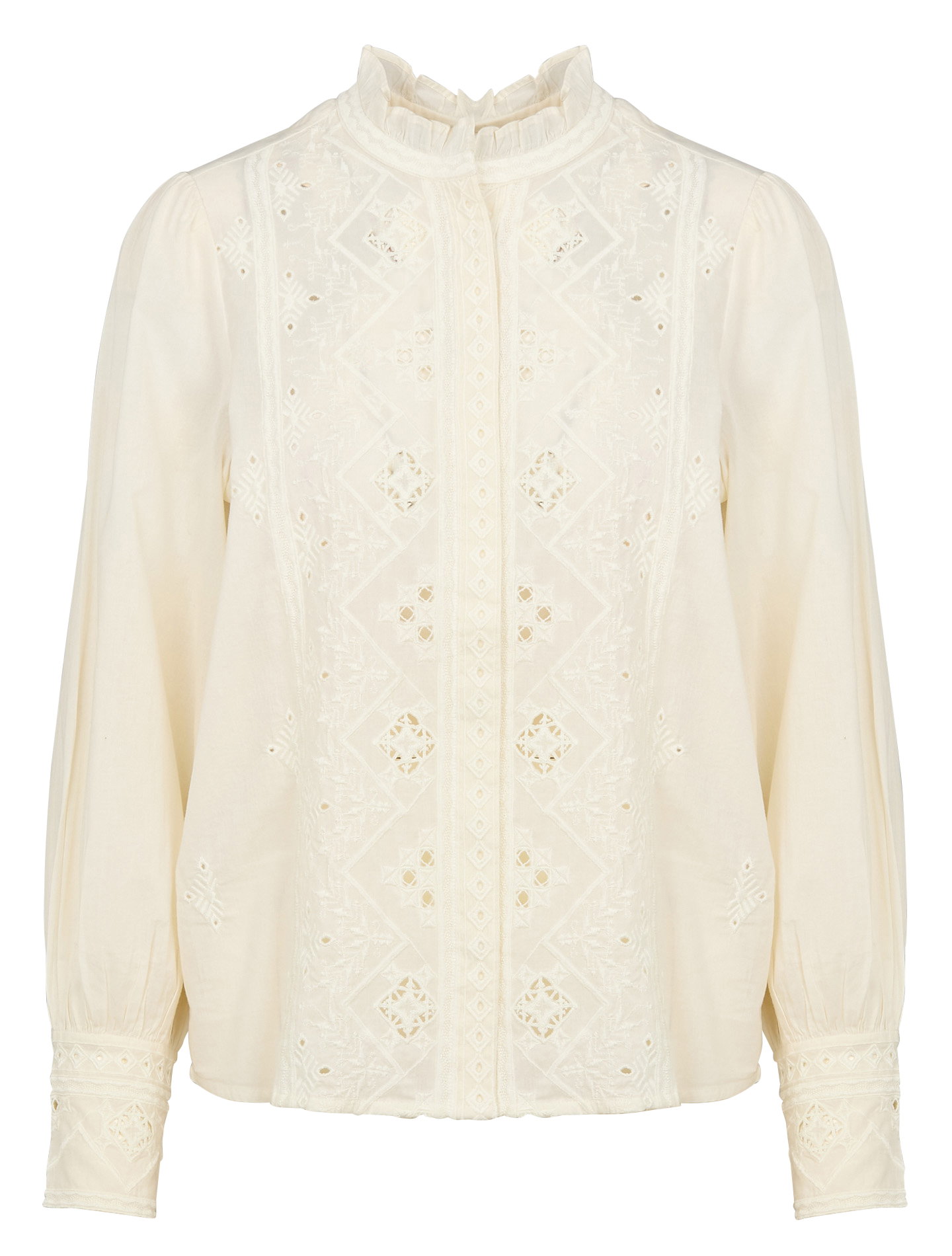 BIANCA - Chemise droite brodée en coton | Blanc