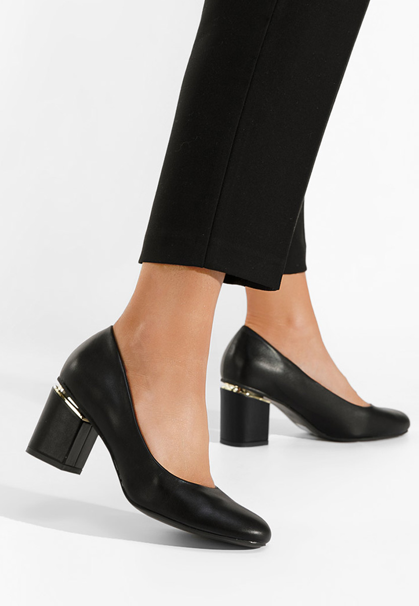 Chaussures à talon épais noirs Klata