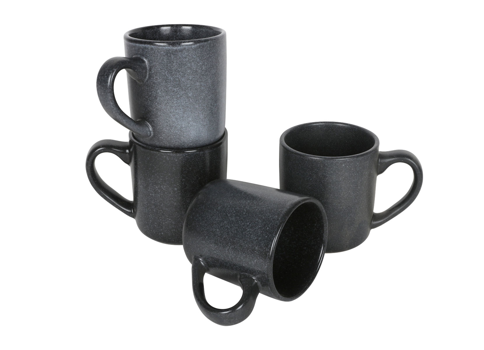 Nature Keramik-Becher 300ml 4er-Set Anthrazit