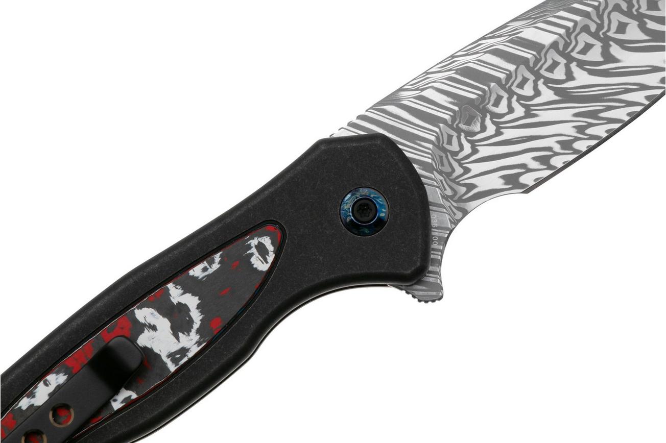 WE Knife Kitefin WE19002N-DS1, Fafnir Damasteel, Black Titanium, Nebula Fat Carbon Fiber, Limited Edition, zakmes
