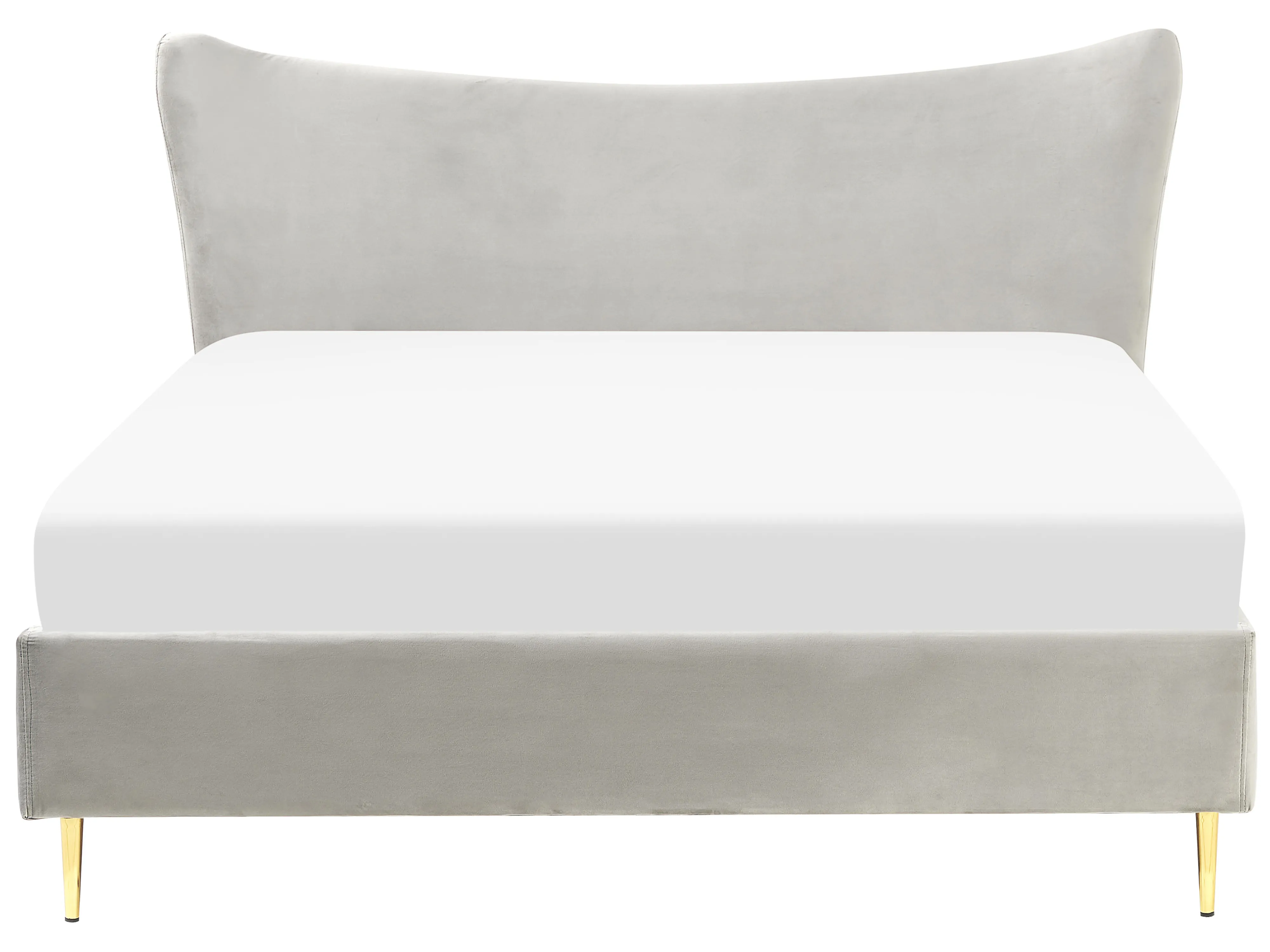 Bed Fluweel CHALEIX 160 x 200 cm Lichtgrijs