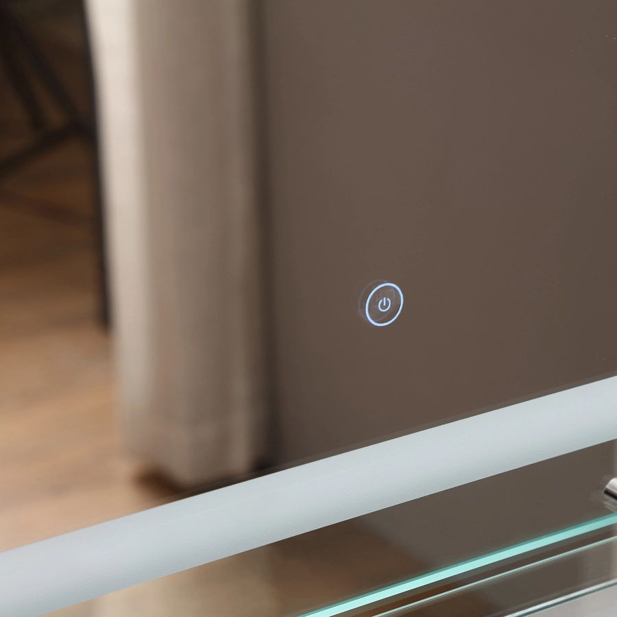 kleankin LED Badezimmerspiegel mit Glas-Ablage silber