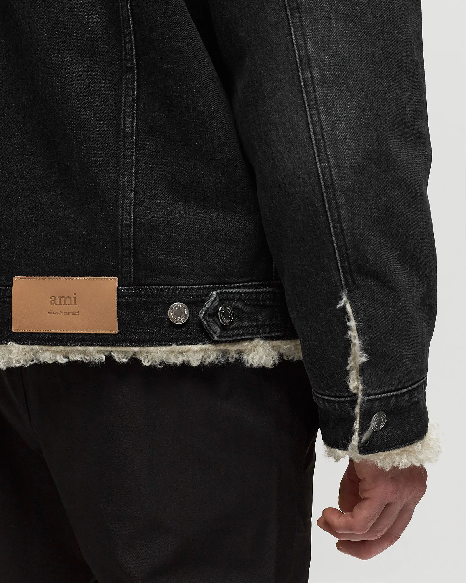 AMI Paris TRUCKER JACKET LINED WITH SYNTHETIC FUR