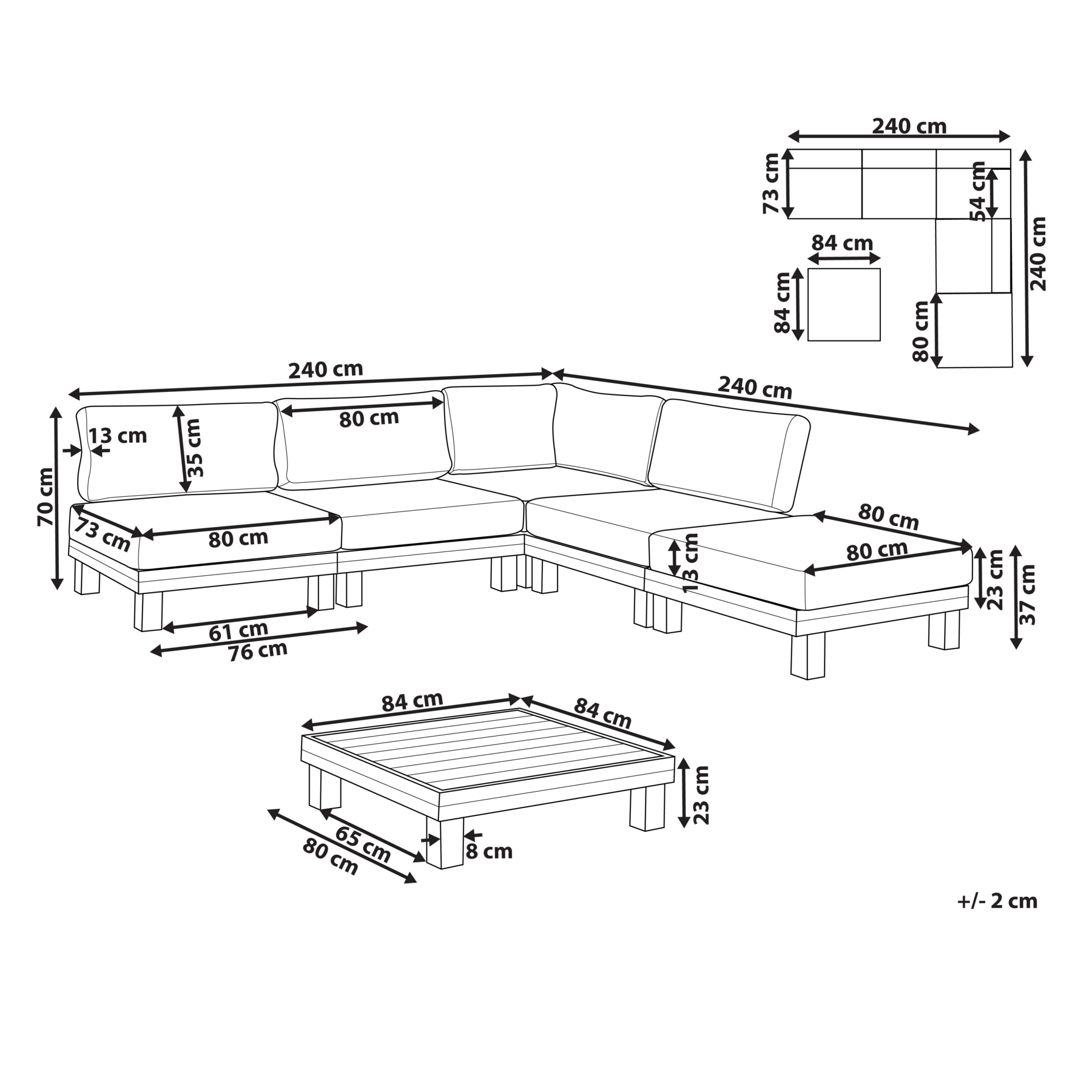 Beliani - SANZA - Loungeset 5-zits - Wit - Aluminium