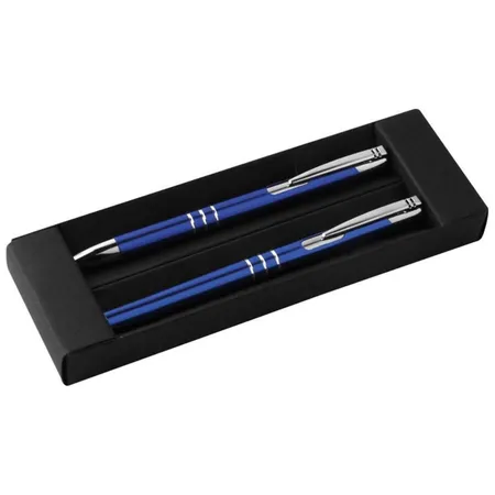 Macma Metall Schreibset Kugelschreiber + Rollerball, blau