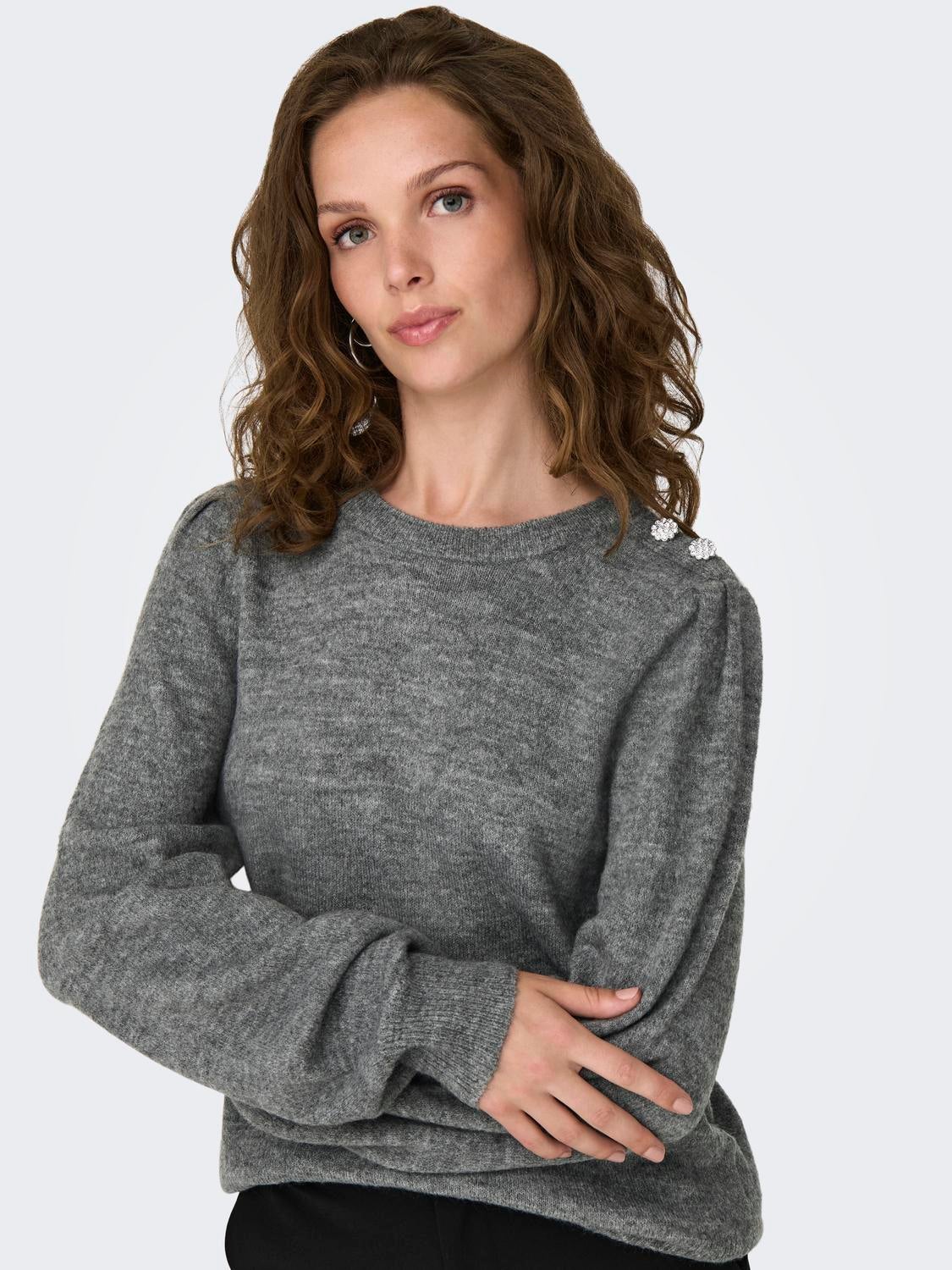 JDYELANORA Strickpullover Dark Grey Melange