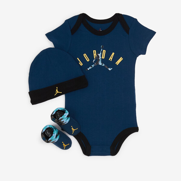 JORDAN 3 PC SET BODYSUIT HAT BOOTIE
