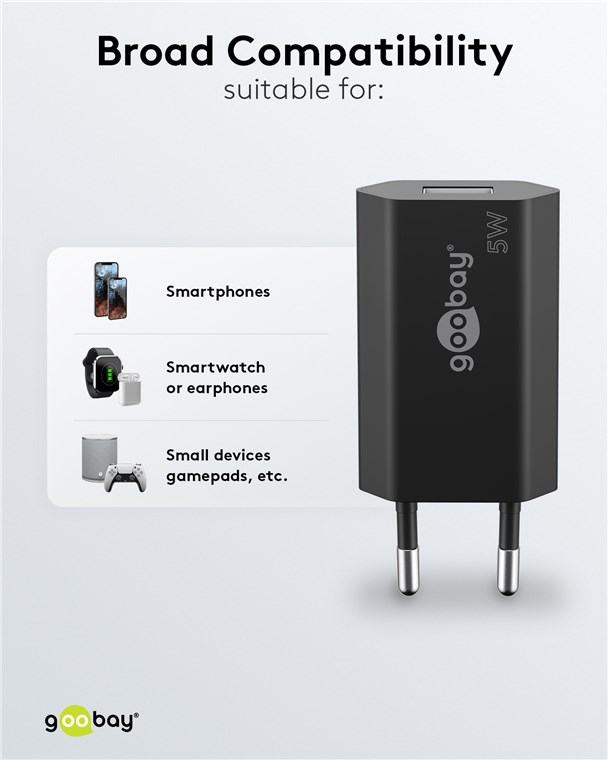 (5W/1A) USB A Ladegerät Netzteil (44950) - Weiss