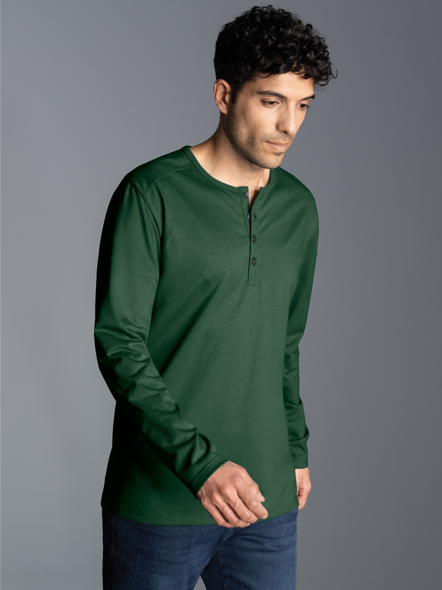 Langarmshirt mit Knopfleiste Efeu