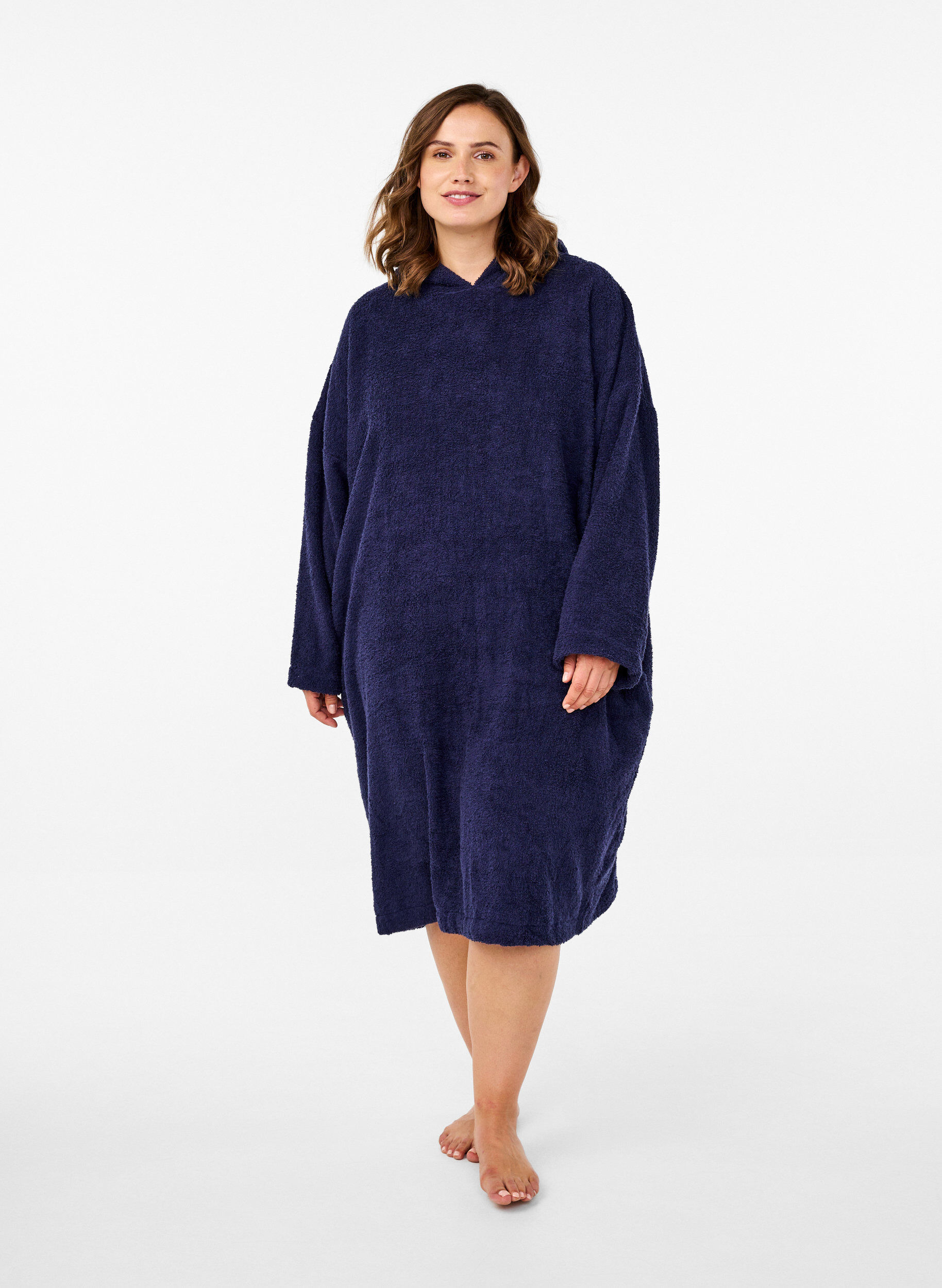 Frotté poncho med hætte