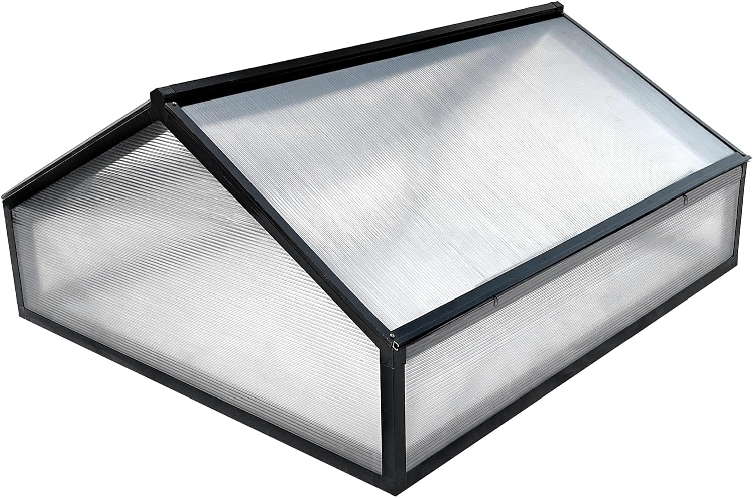 Alu Mini-Gewächshaus Frühbeet lichtdurchlässig Tomatenhaus Pflanzenhaus Treibhaus Pflanzbeet 117x97X53cm (Schwarz)