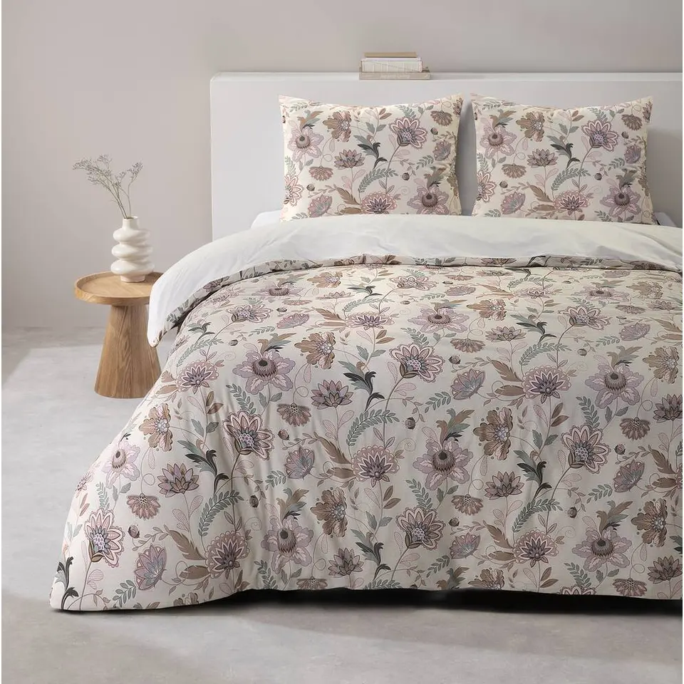 Dekbedovertrek Lina - beige/roze - 200x200/220 cm