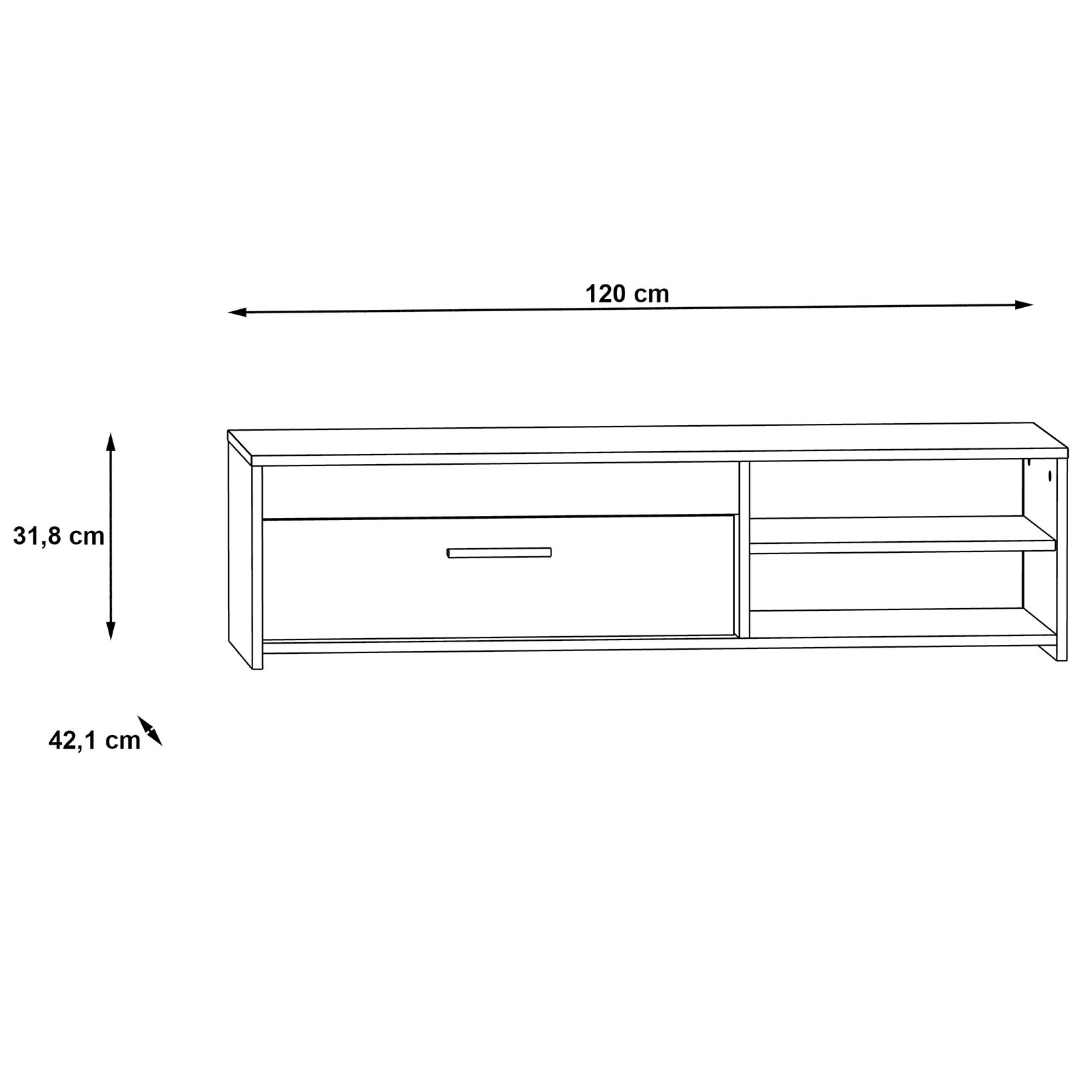 TV-Lowboard - Old Wood Vintage - 120 cm