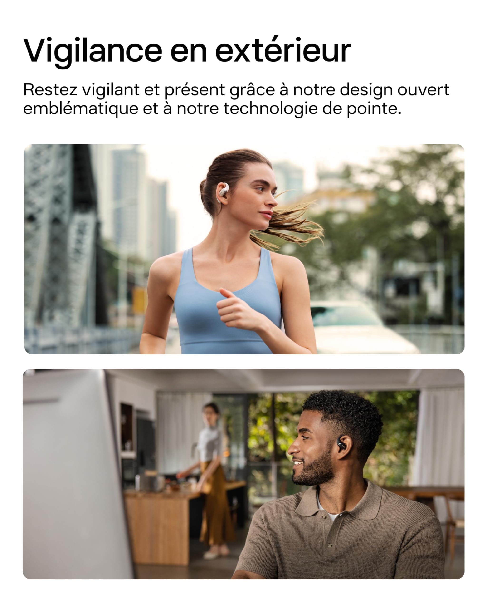 SHOKZ OpenFit 2 Casque à Oreilles Libres, écouteurs Bluetooth sans Fil avec Micro, écouteurs avec Crochet d’oreille et 48 Heures de Lecture, Charge Rapide, résistance IP55, Sac de Transport, Beige
