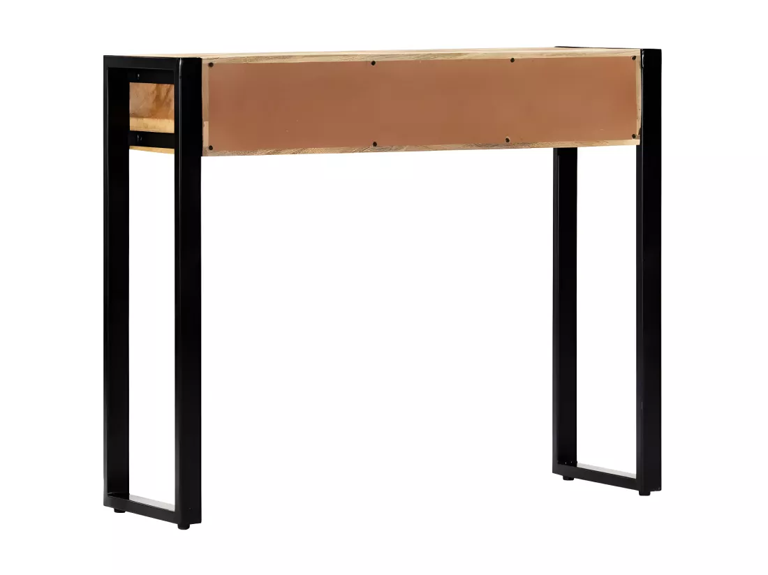 Console 2 tiroirs manguier massif clair et métal noir Grey