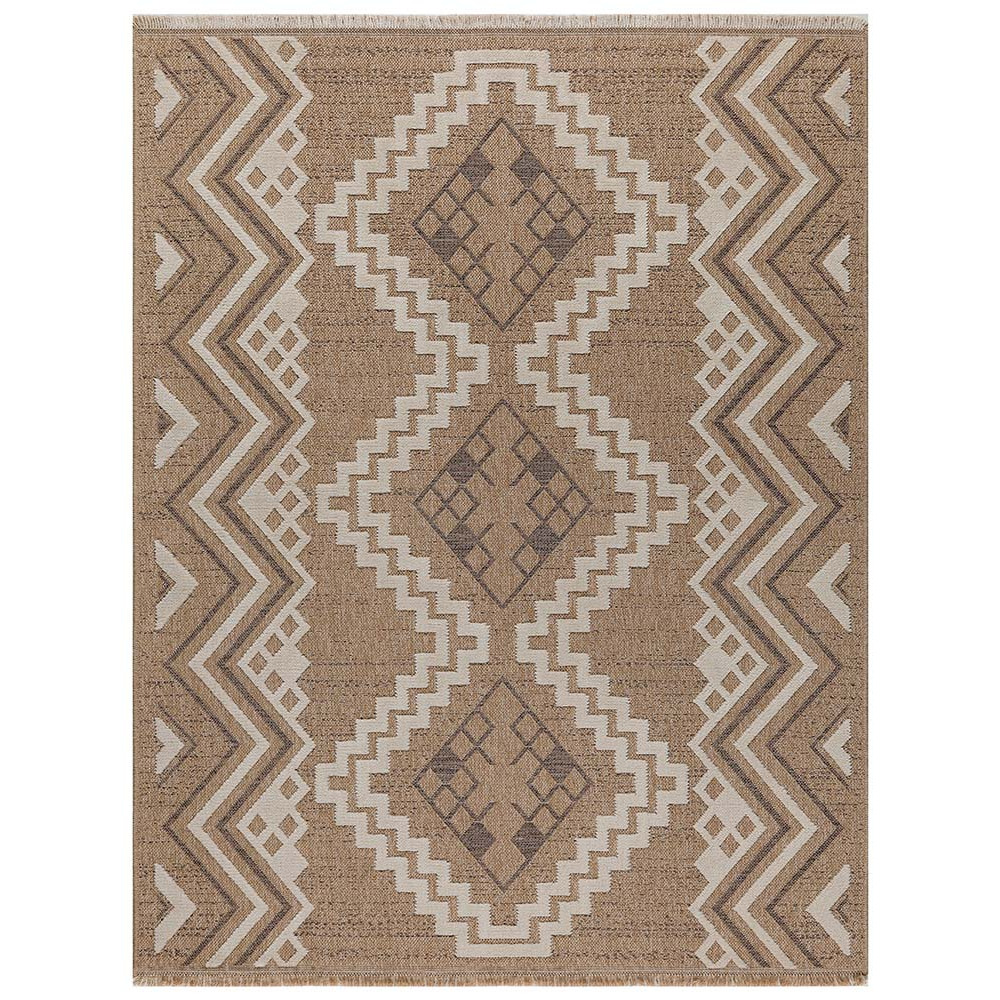 Tapis intérieur extérieur aspect jute marron tulum 9054 290 x 200 cm