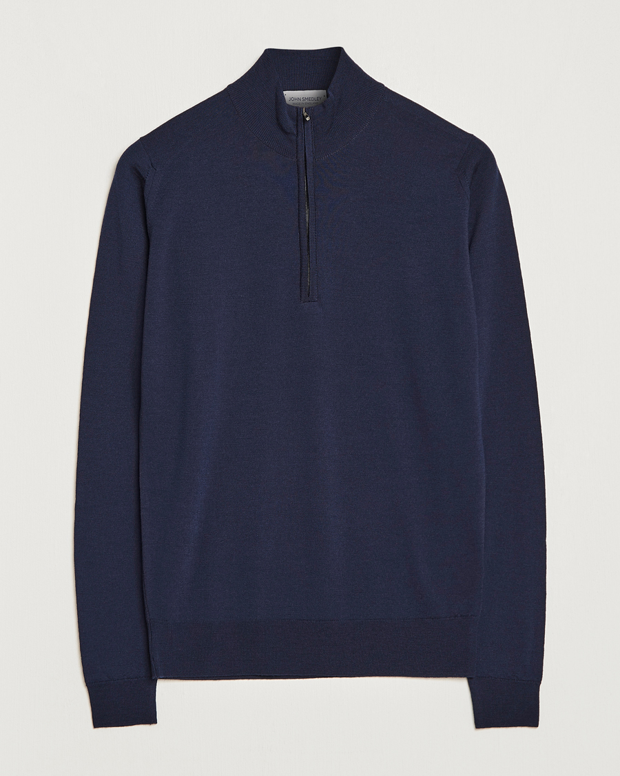 John Smedley Barrow Extra Fine Merino Half Zip Midnight