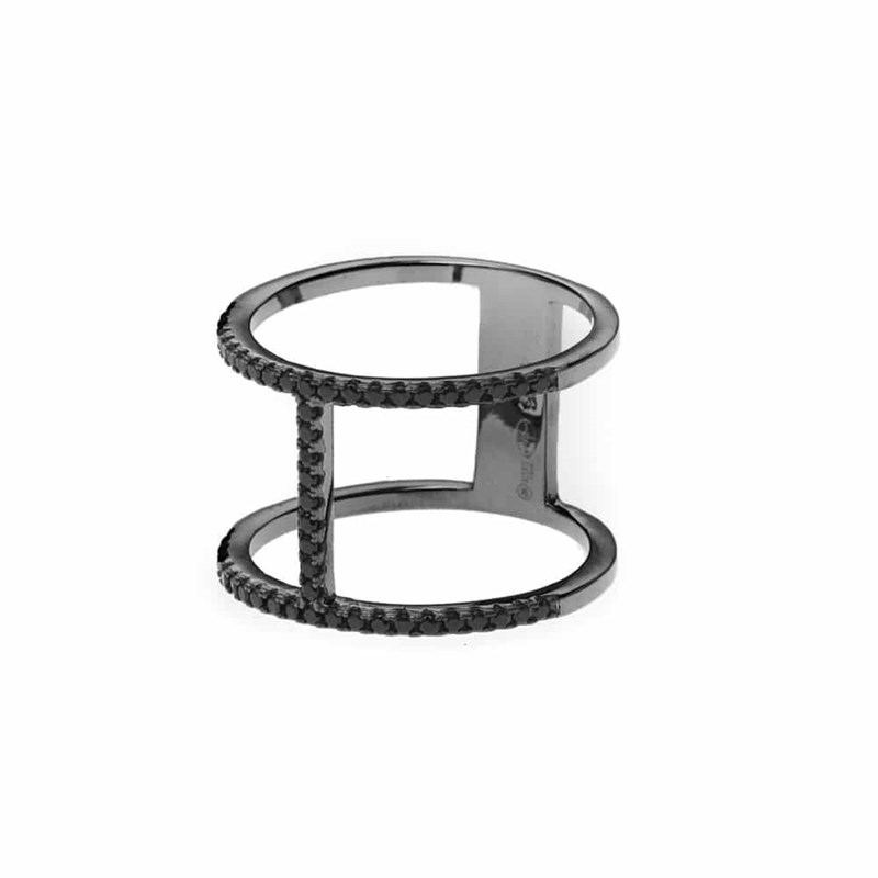 Bague Argent Motif évasion Noir