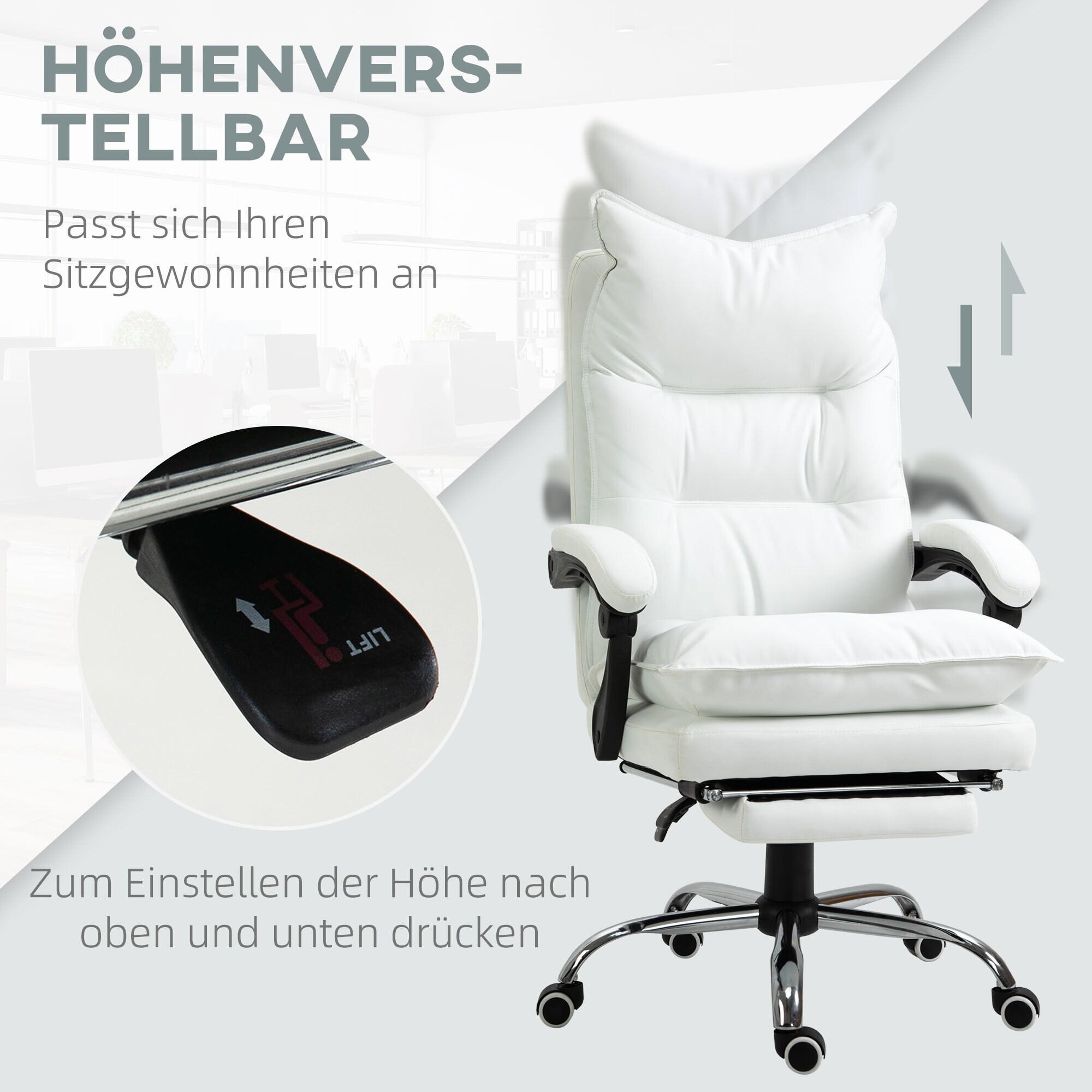 Vinsetto Bürostuhl höhenverstellbar 70 x 68 x 122-130 cm (BxTxH)
