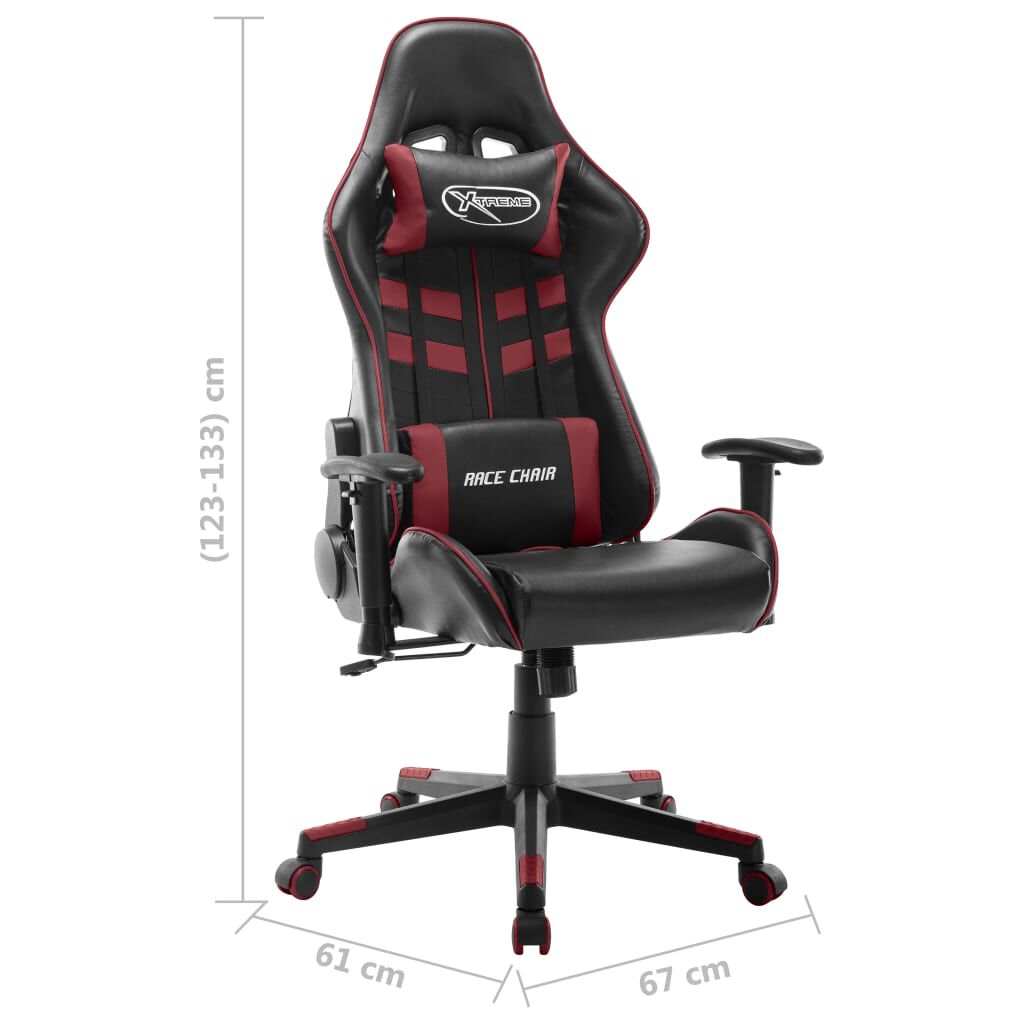 vidaXL Gaming stoel, zwart en bordeauxrood, kunstleer