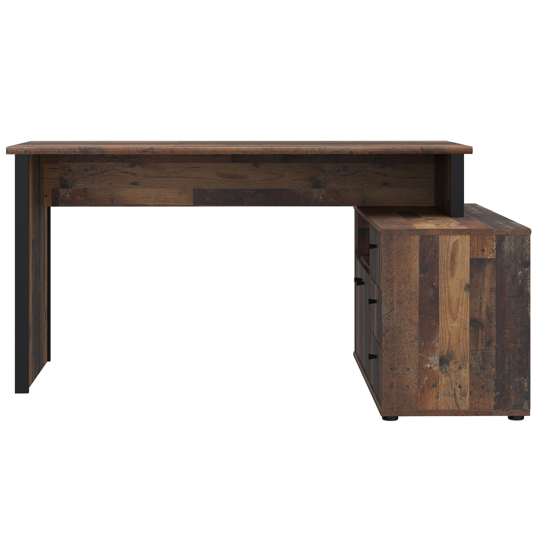 Schreibtisch - Old Wood Vintage - schwarz - 121x151 cm