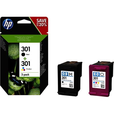 HP 301 - Pack de 2 - noir et 3 couleurs - cartouche d'encre originale (N9J72AE)