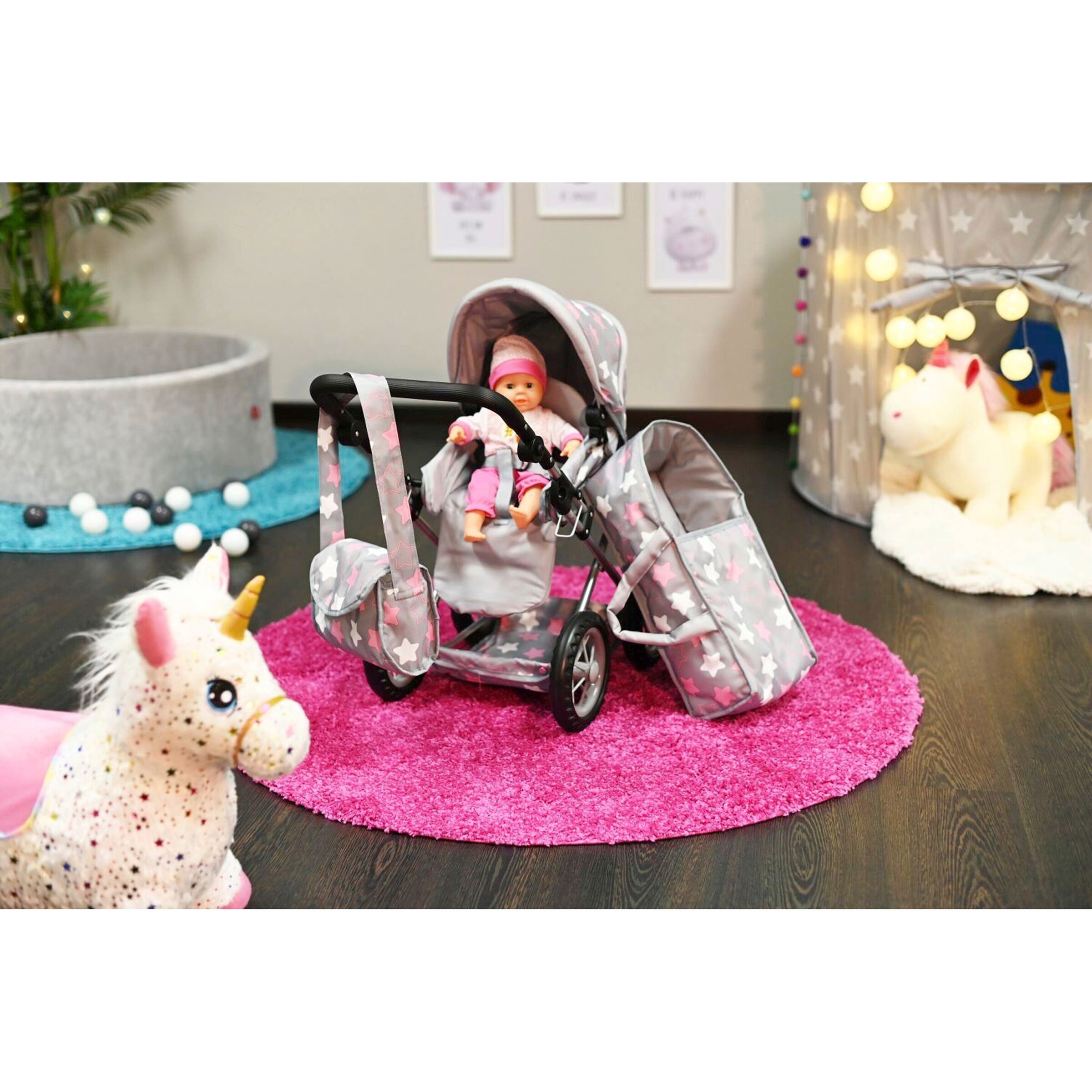 Knorrtoys Puppenwagen Ruby Star grey pink