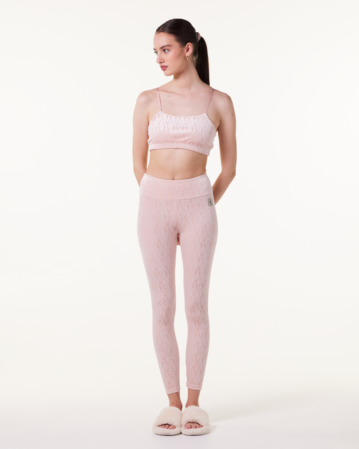Bumpro Logomania Velour Tights Pink Evening