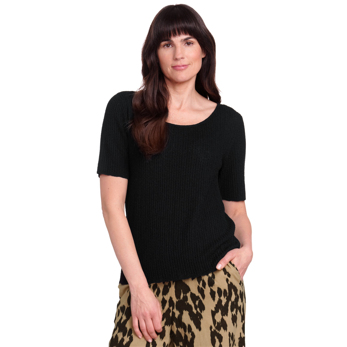 Gina Benotti Damen Shirt mit Strukturmuster schwarz