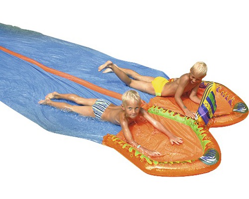 Waterglijbaan Race met 2 banen en finishvlag 650 x 180 cm