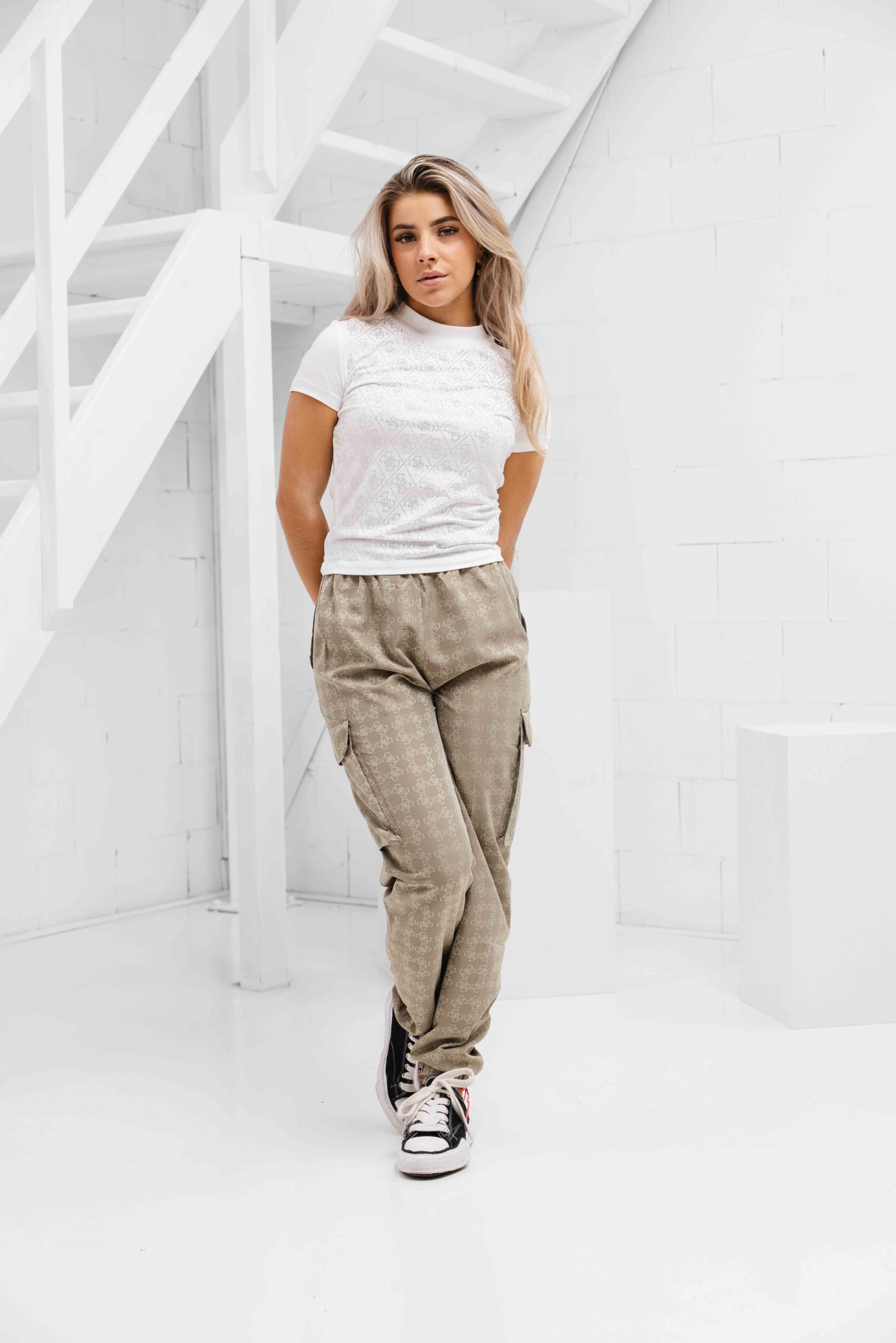 Guess 4G-Logo Cargo Broek Dames Groen