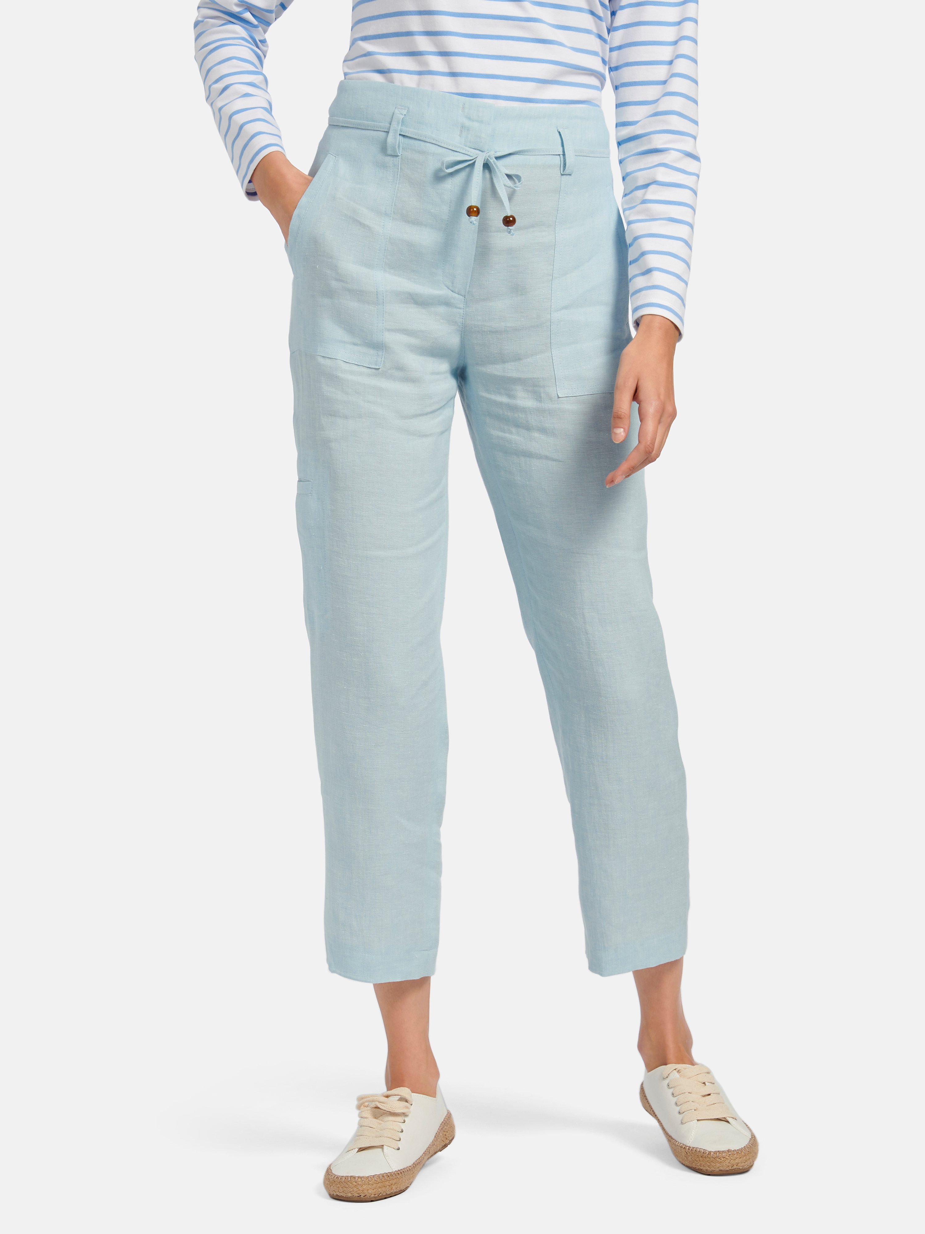 Knöchellange Hose aus 100% Leinen