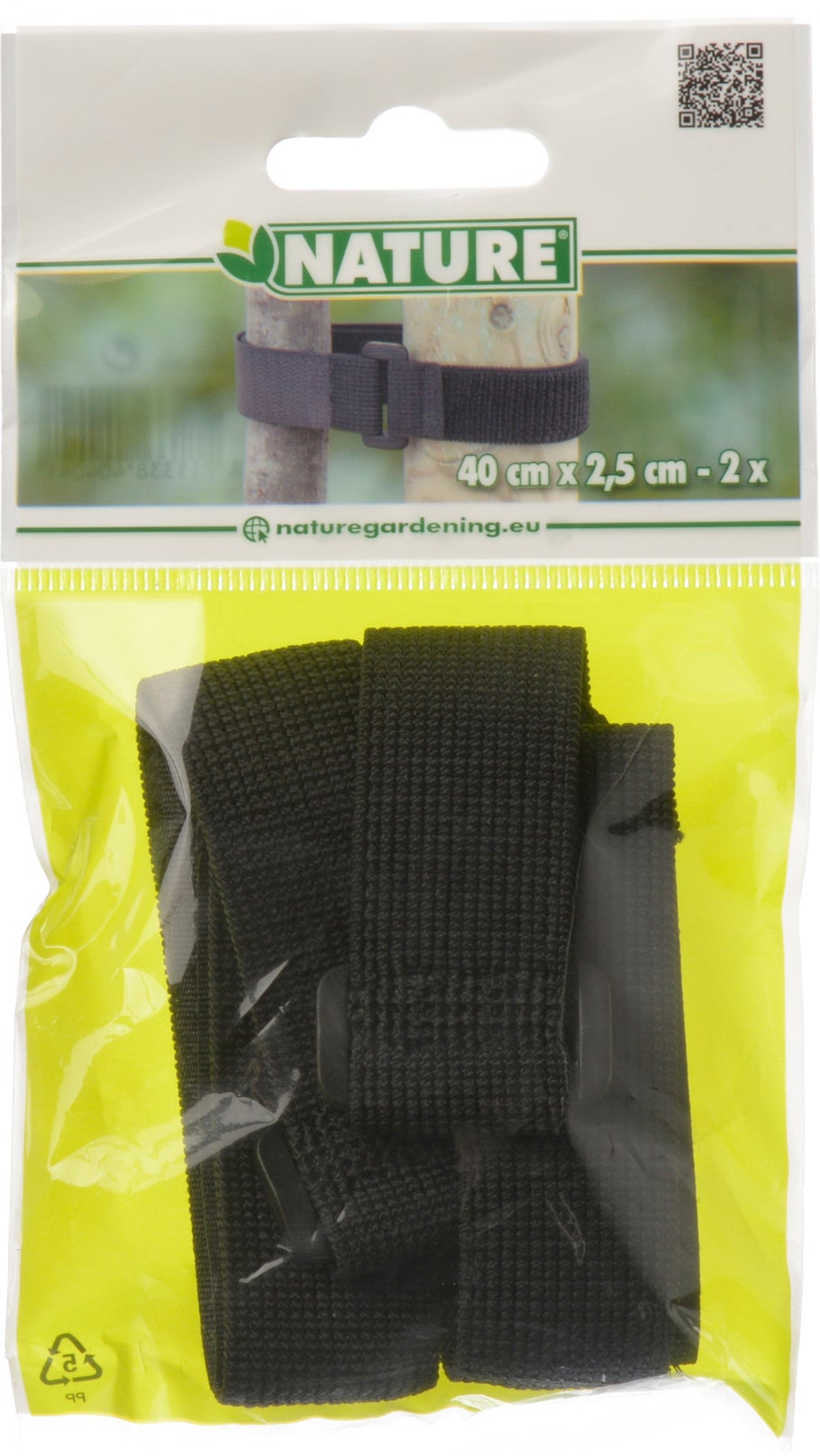Nature boomband met klittenband en gesp 40 x 2,5cm 2 stuks