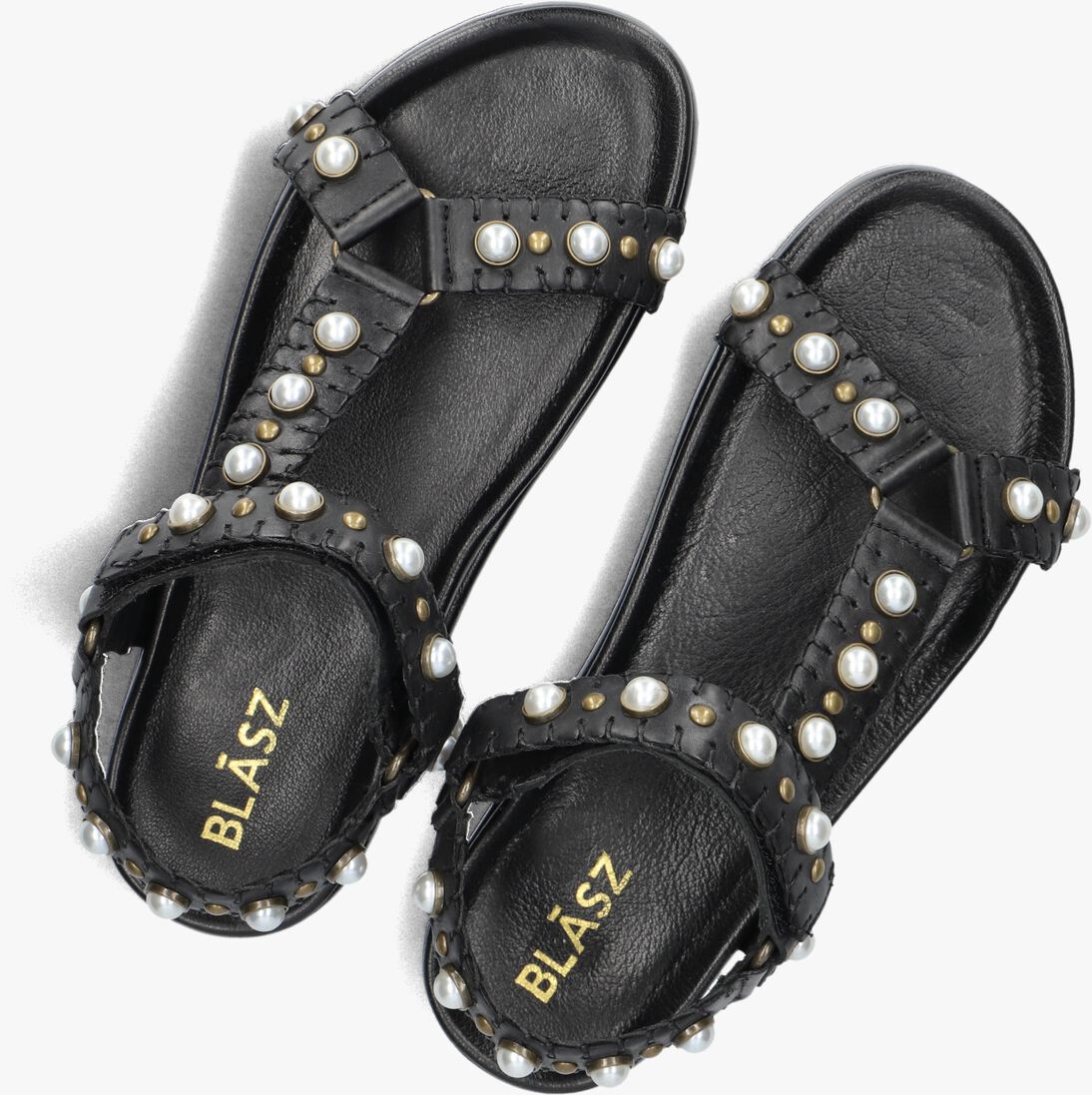 zwarte blasz platte sandalen saran-14