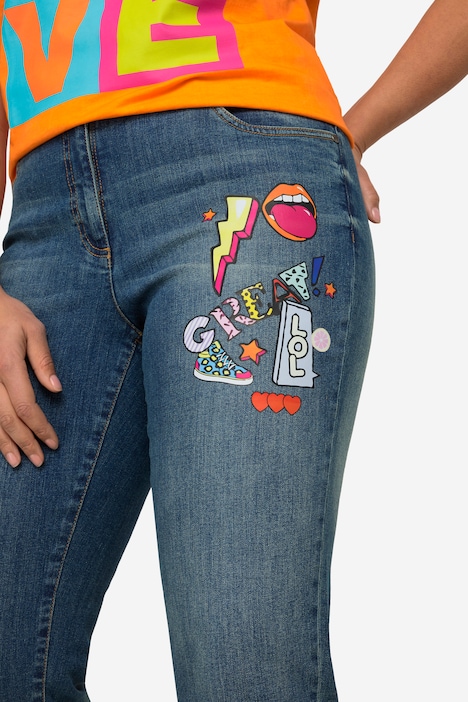 7/8-Jeans, Patches, 5-Pocket