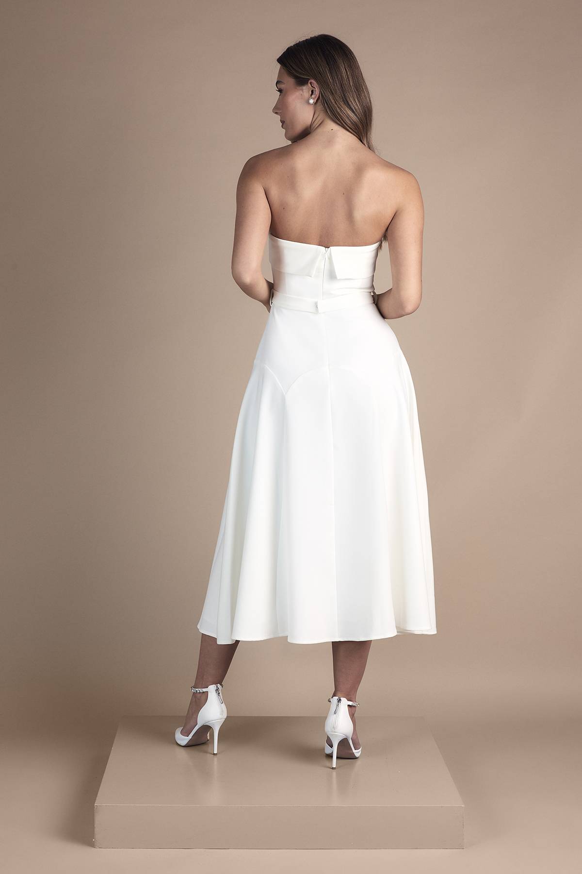 Coast Robe de Mariée Mi-Longue Bustier avec Nœud à la Taille
