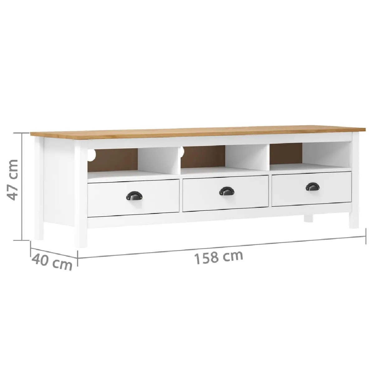 vidaXL Meuble TV Hill Range Blanc Bois de pin