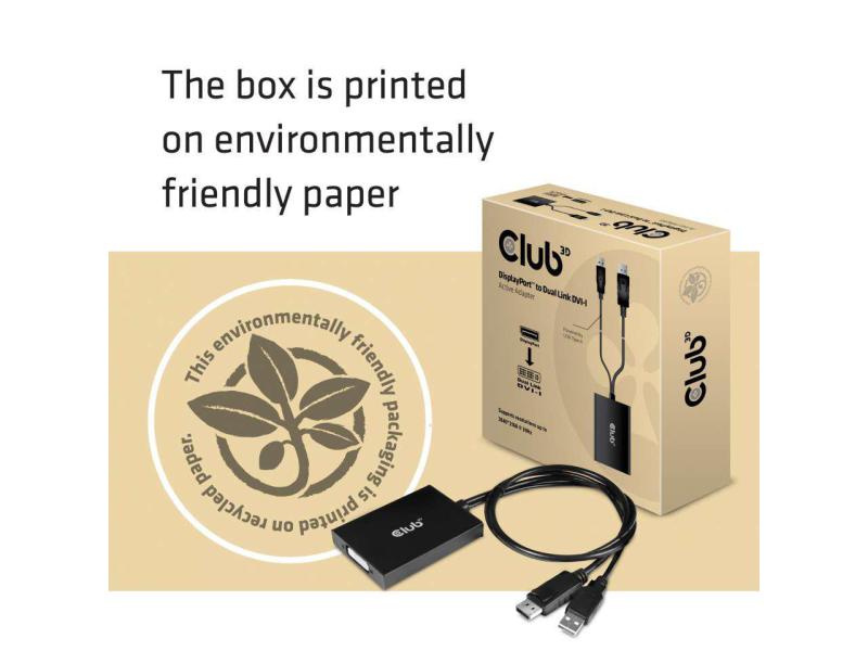 Club 3D Adapter DisplayPort - DVI-I Aktiv Aktiver Adapter, DisplayPort auf Dual Link DVI-I