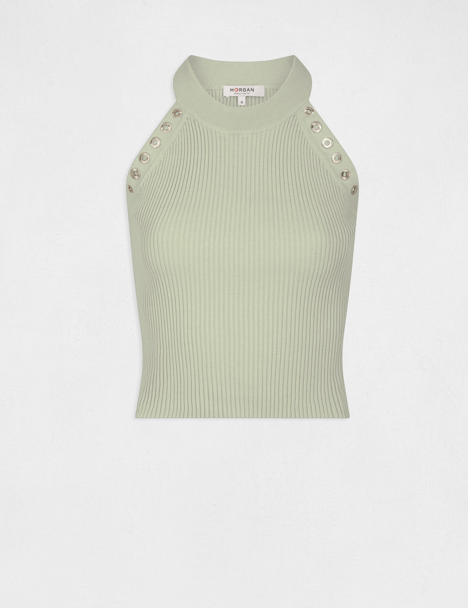 Pull débardeur avec encolure américaine vert clair femme - vert_clair