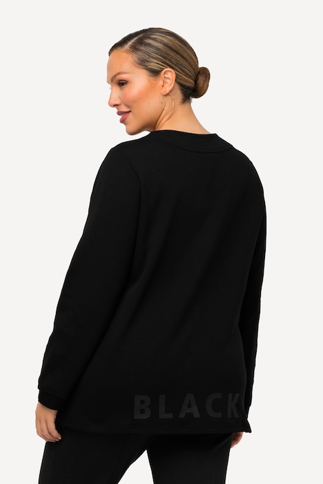 Sweatshirt, BLACK-Gummidruck, V-Ausschnitt, Langarm