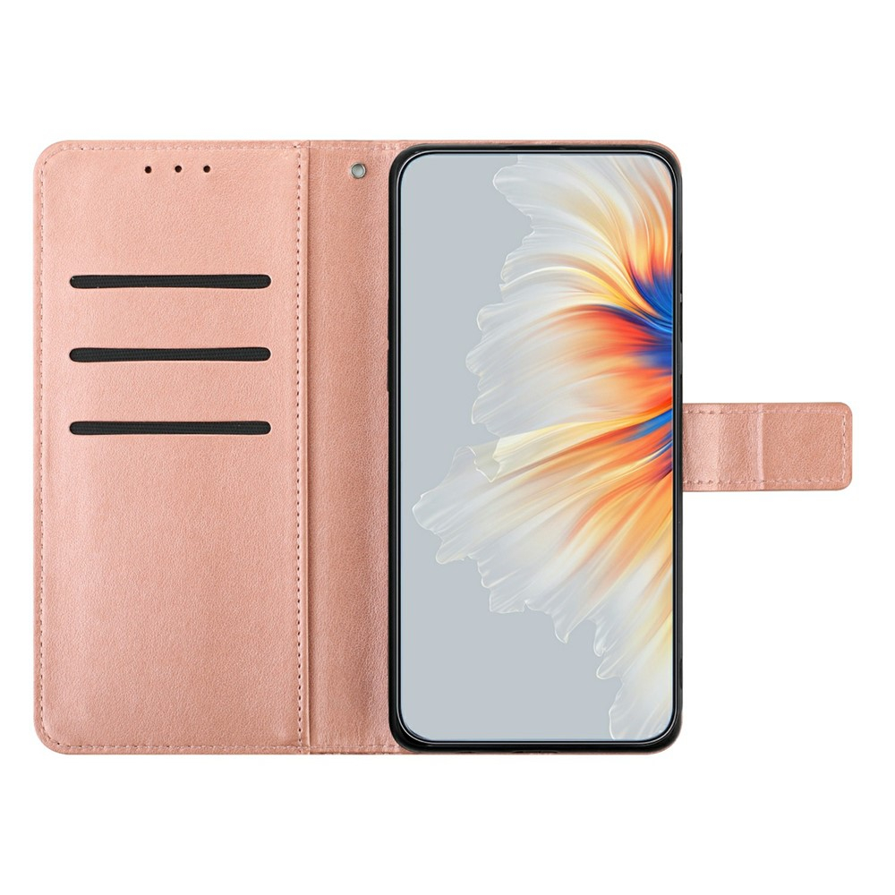 iPhone Air Leder Tasche Wallet - Mandala Flowers Imprint - Roségold