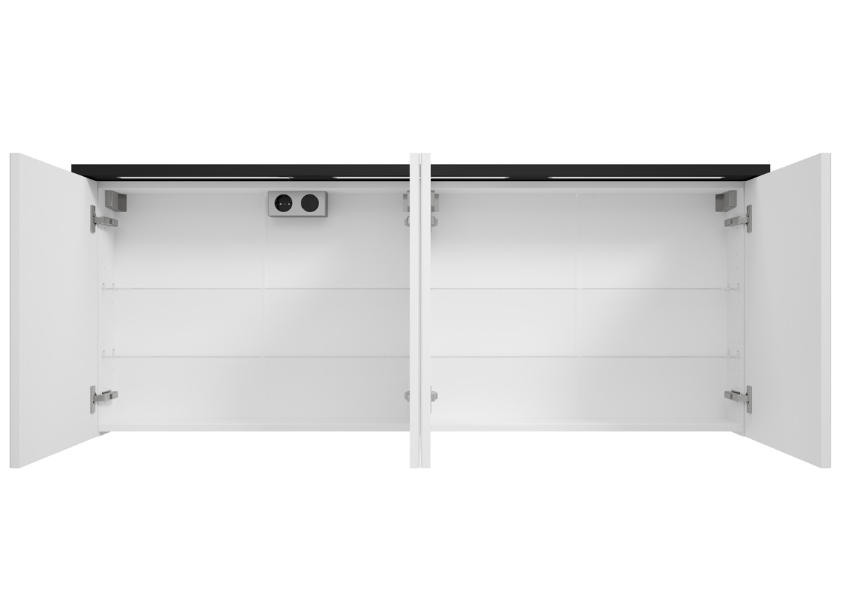 Fontana Grado spiegelkast met verlichting 157cm 4 deuren zwart mat