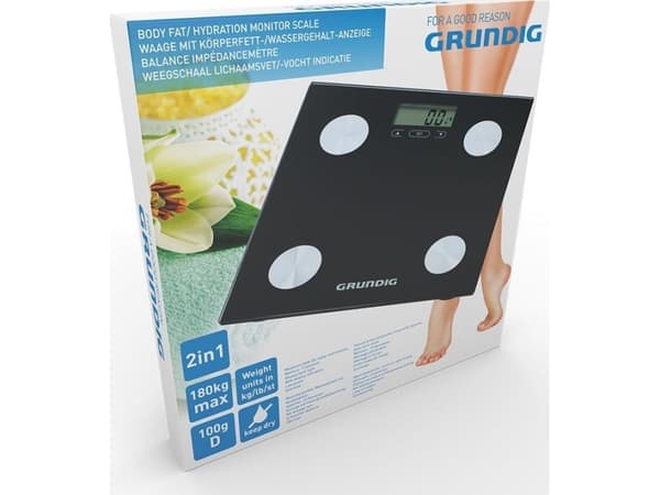 Grundig - elektronisk badevekt, kroppsvektanalyse, BMI, opptil 180 kg