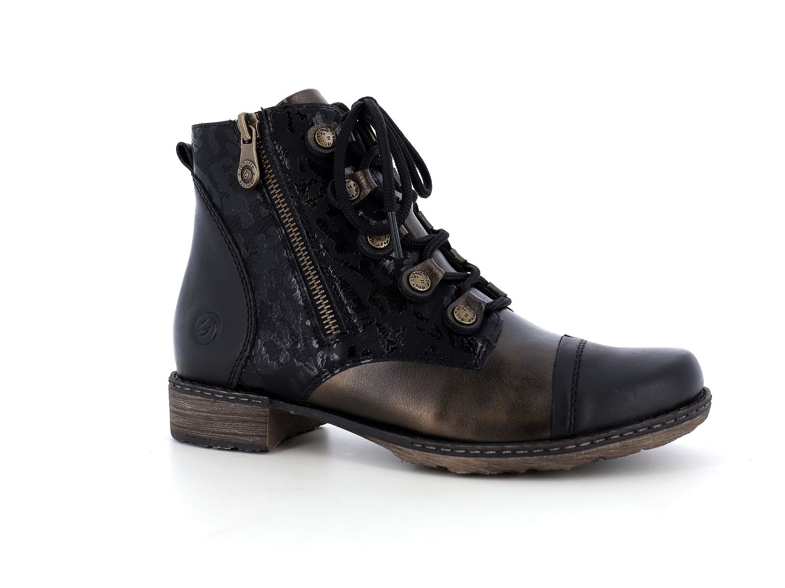 Remonte-D4391 Matières combinées Noir Bronze