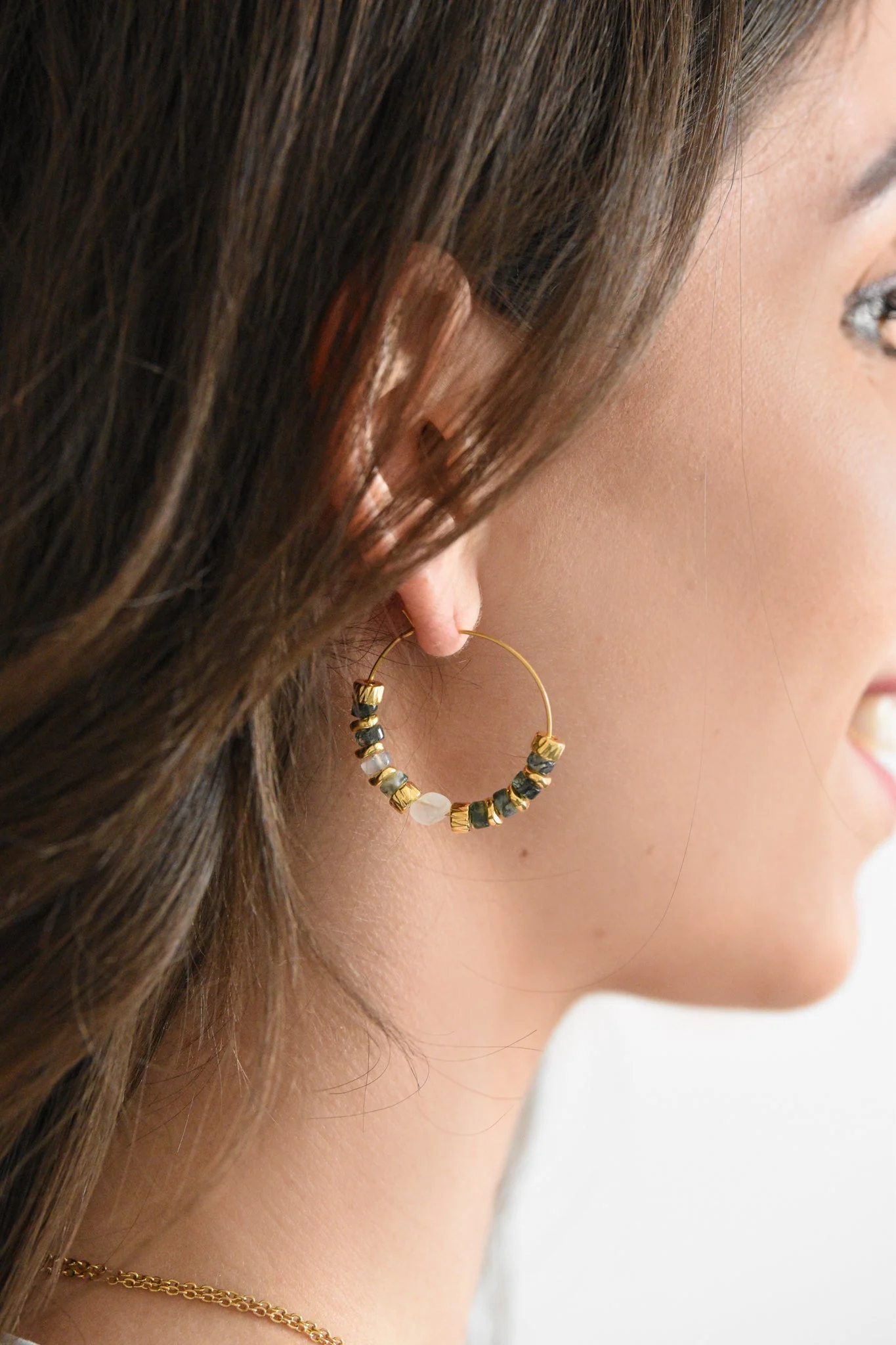 BHUMI - Boucles d'oreilles agate mousse | Vert