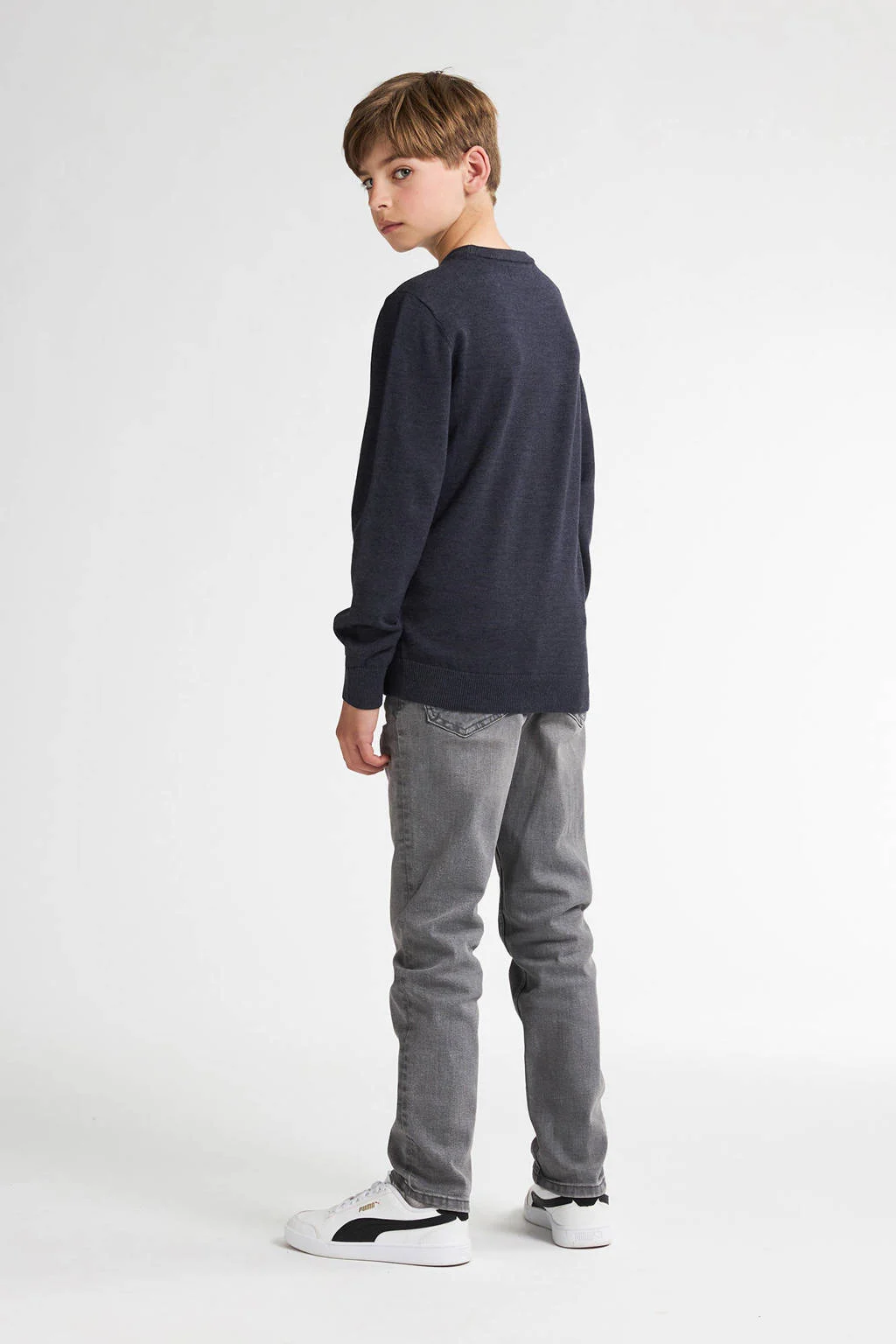 Petrol Industries sweater marine fijn gebreid