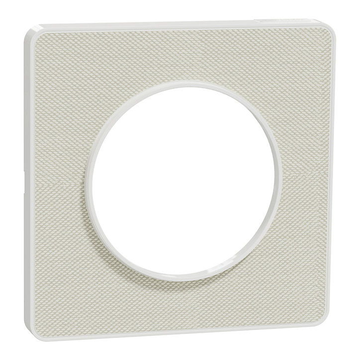 Plaque de finition 1 poste Odace Touch Kvadrat Schneider Electric tissu craie et liseré blanc