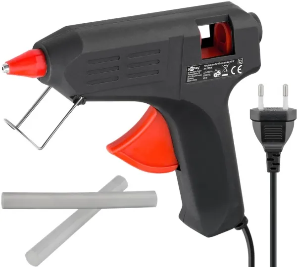 Goobay 59176, Varm limpistol, Sort, Keramisk, Glas, Læder, Plast, Træ, 16 g/min, 4 min., Vekselstrøm
