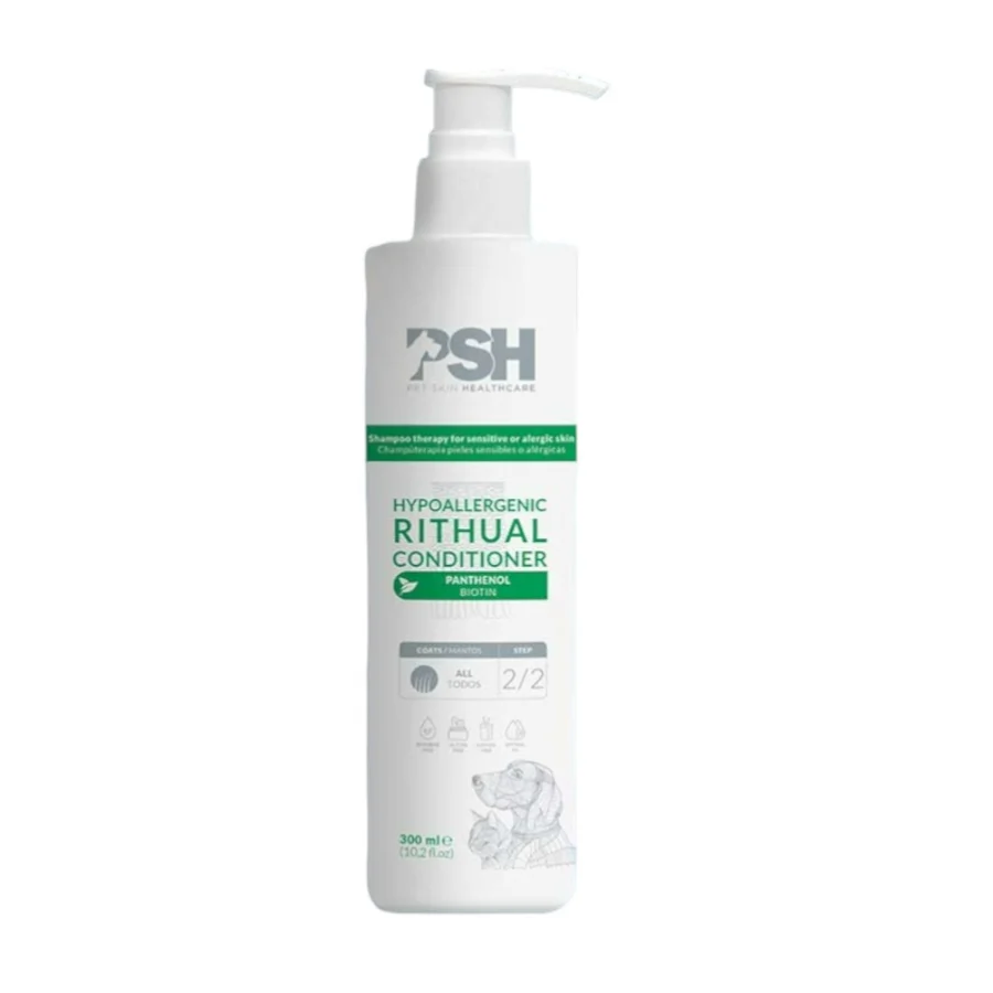 Condicionador hipoalergênico PSH Ritual para cães e gatos.