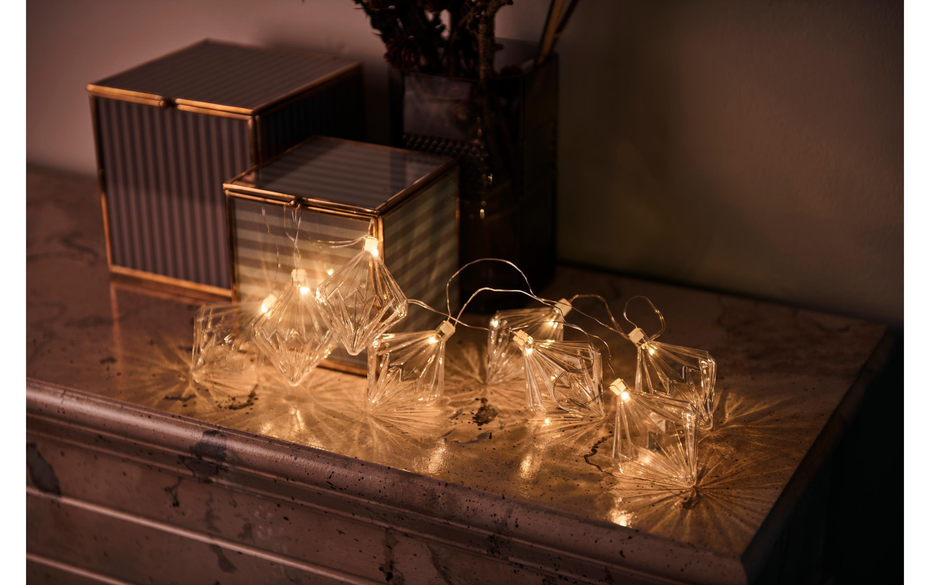 LED-Lichterkette Nellie, 8 LED, 1.5 m, TransparentLED Lichterkette in Diamentenform
